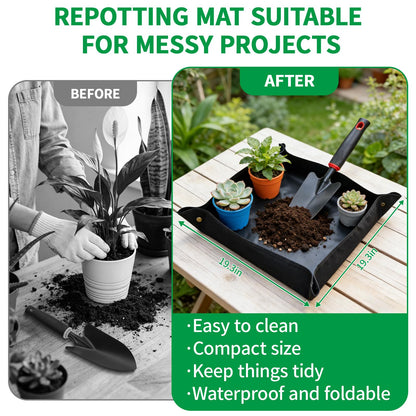 SHAOKAOLU 10 Pcs Gardening Tool Set - Heavy Duty Garden Kit with Stainless Steel Pruning Shears, Trowel Garden Tool, Kneeling Pads, Repotting Mat - Garden Tote, Ideal Gardening Gifts for Women and Men