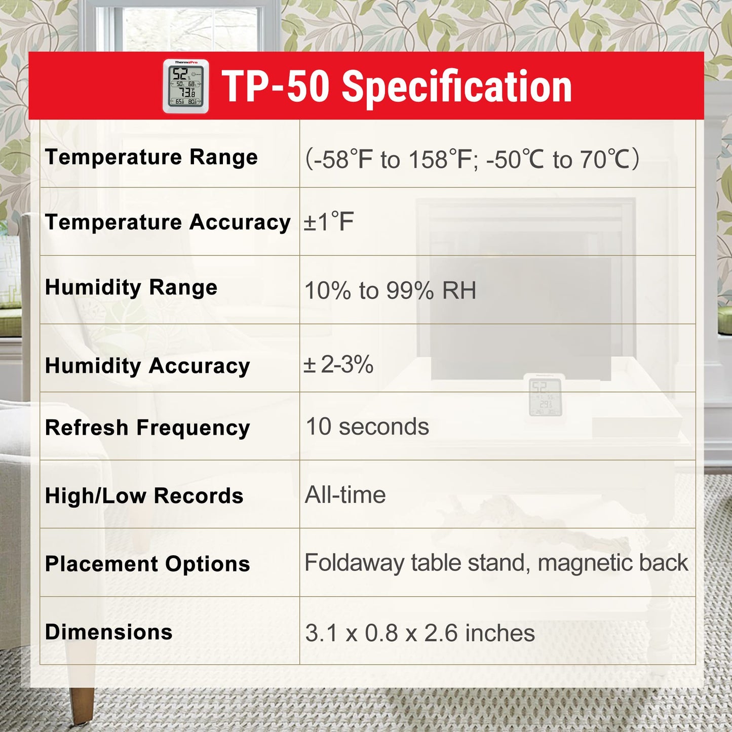 ThermoPro TP50 3 Pieces Digital Hygrometer Indoor Thermometer Room Thermometer and Humidity Gauge with Temperature Humidity Monitor