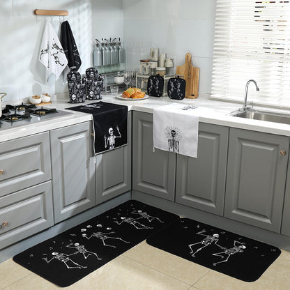 Fourluoo 10 Pcs Skeleton Kitchen Set Kitchen Towels and Rugs Oven Mitts and Pot Holders Gothic Decor and Accessories for Gift Cooking Baking Grilling