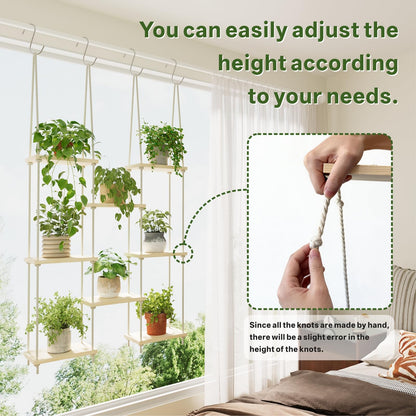 Drconox Window Plant Shelves 8-Tier Hanging Plant Shelves for Indoor Window Shelf for Plants Wall Mounted Window Sill Plant Shelf Living Room Garden Boho Decor