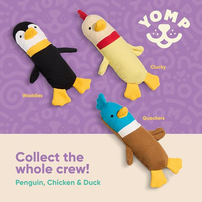 Yomp Chicken Dog Toy – Durable Stuffed, No Squeaker Dog Toys with Natural Canvas and Crinkle Paper – Interactive Stuffed Animal for Dogs (Clucky)