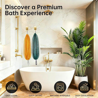 ARCH&M Authentic African Net Sponge with Knots 53", 2 Pack | Back Scrubber, Quick-Dry, Exfoliating Shower Loofah, Soft Mesh All Skin Types Daily Use, Travel-Friendly, For Women and Men