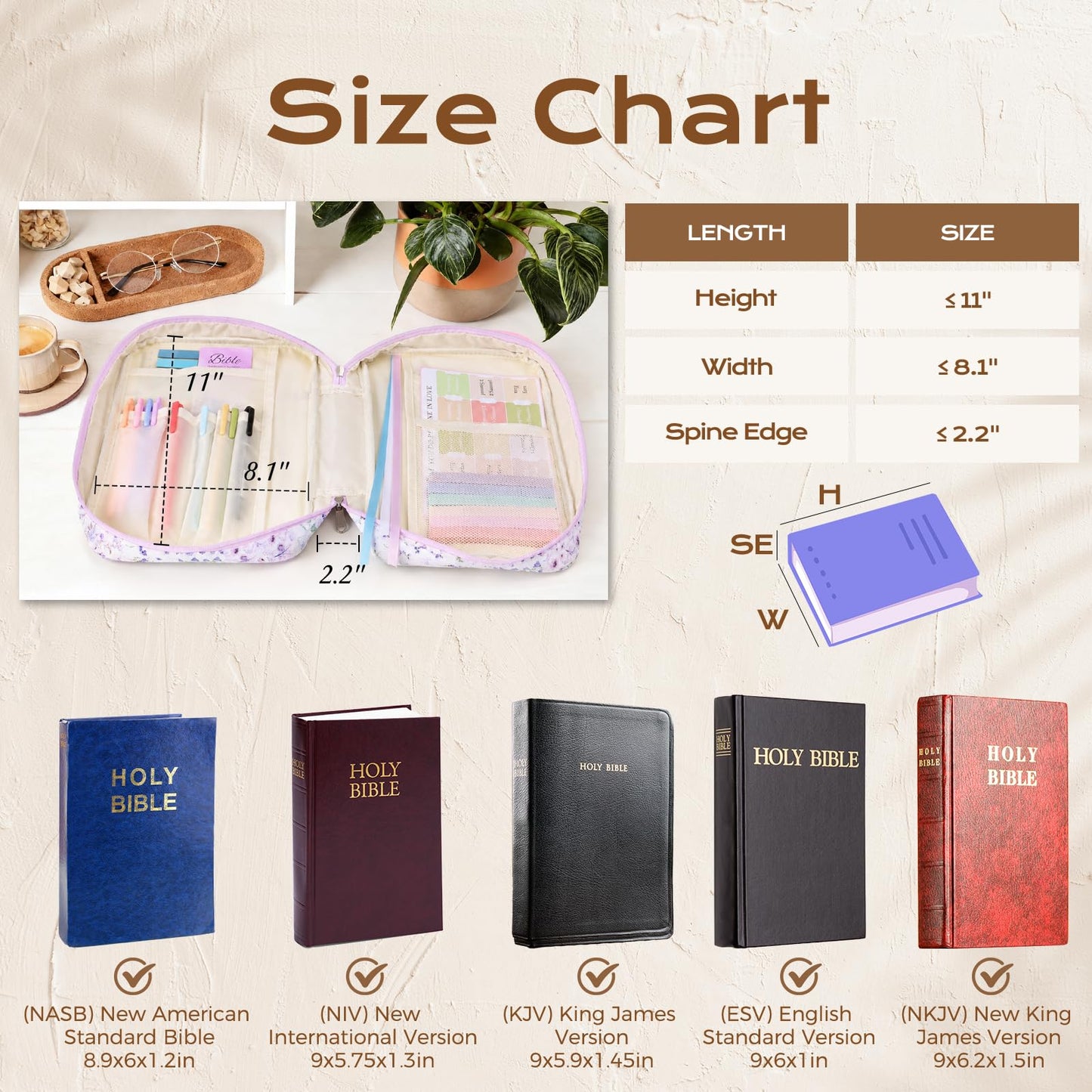 XKDOUS Bible Cover for Women Church Book Holder Canvas Patchwork Carrying Case with Handle, Study Supplies Carrier Portable Bible Bag Journaling Kit Christian Gifts for Mom, Friends
