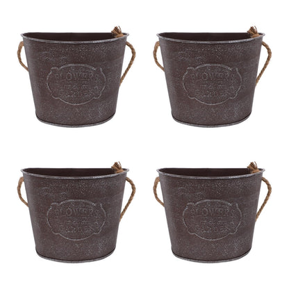 GANAZONO Wall Hanging Flowerpot 4-Pack 6.69X5.51X12.59In Iron Art Planters with Lanyard Wall-Mounted Plant Holders for Indoor Outdoor Succulents Mini Plants