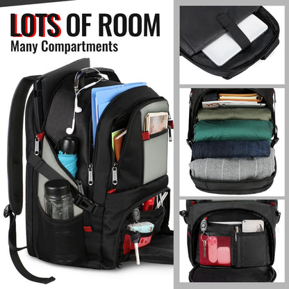 YOREPEK Large Backpack for Men, Extra Large Laptop Backpacks for Men Women, Water Resistant Travel Backpack Airline Approved Business Work Bag Fits 17 Inch Computer, Black