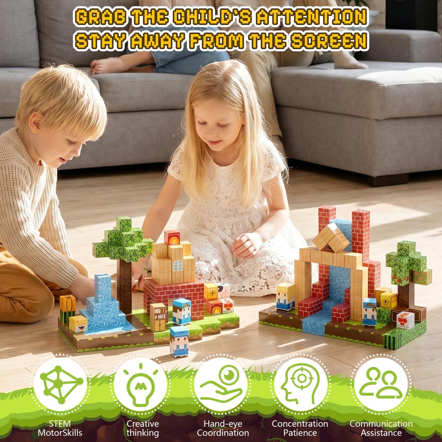 Fitrobust 150PCS Magnetic Blocks, Magnetic Building Blocks, 0.63in Magnetic Building, STEM Game Stacking Toys for Kids, Birthday Gifts for Boys and Girls Age 3+ Years Old