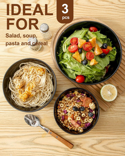 HASENSE Mixing Bowls of 3, Porcelain Ribbed Bowls 1.5/1/0.5 Qt For Kitchen, Cooking, Baking and Serving Prep Bowls for Salad, Pasta, Modern Kitchen Dish Dishwasher & Microwave Safe, Blue