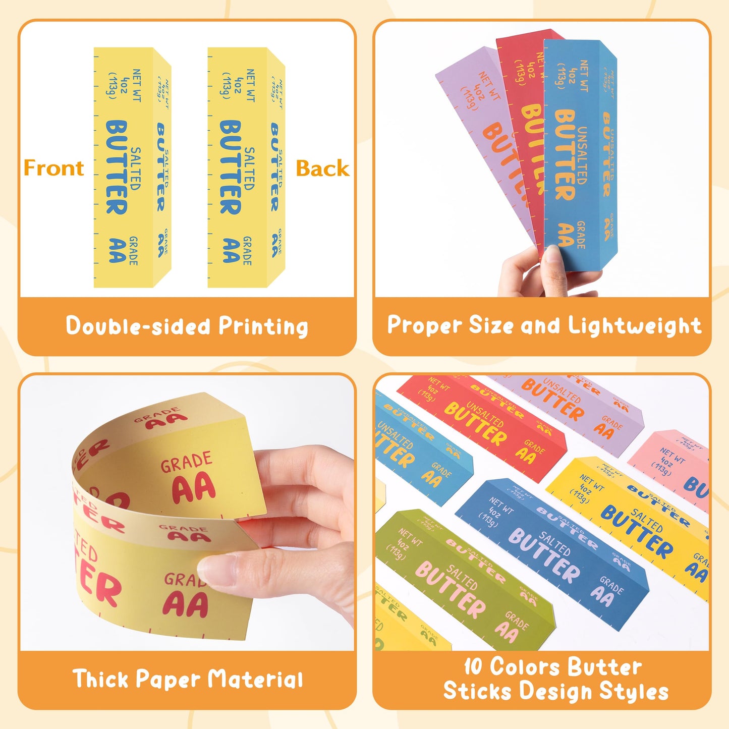 Laffact 100Pcs Book Tracker Bookmarks - Butter Stick Shaped Book Tracker, Yellow Blue Pink Themed Baking Bookmarks, Colorful Reading Page Marker Gift for Bookish Book Lover School Library Supplies