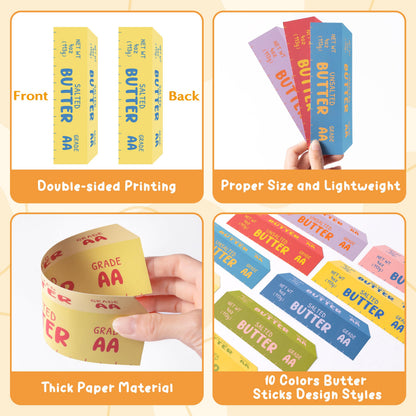 Laffact 100Pcs Book Tracker Bookmarks - Butter Stick Shaped Book Tracker, Yellow Blue Pink Themed Baking Bookmarks, Colorful Reading Page Marker Gift for Bookish Book Lover School Library Supplies