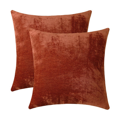 Jeneoo Terracotta Decorative Throw Pillow Covers Soft Chenille Comfy Solid Rust Couch Cushion Case Decor (Set of 2, 20 x 20 Inches)