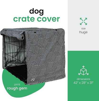 Molly Mutt Rough Gem Dog Crate Cover, 100% Cotton Canvas Cover with 2 Roll-Up Panels, Ideal for Dog or Cat Crate, Durable, Washable, and Free of Harmful Chemicals, 42" x 28" x 31"