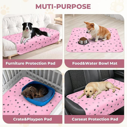 Fostanfly Washable Pee Pads for Dogs, 2 Pack 63"x63" Training Pads, Pink | Machine Washable & Reusable pee pads, Strong Absorbency, Leak-Proof & Waterproof, Non-Slip, Playpen, Dog Whelping, Crate