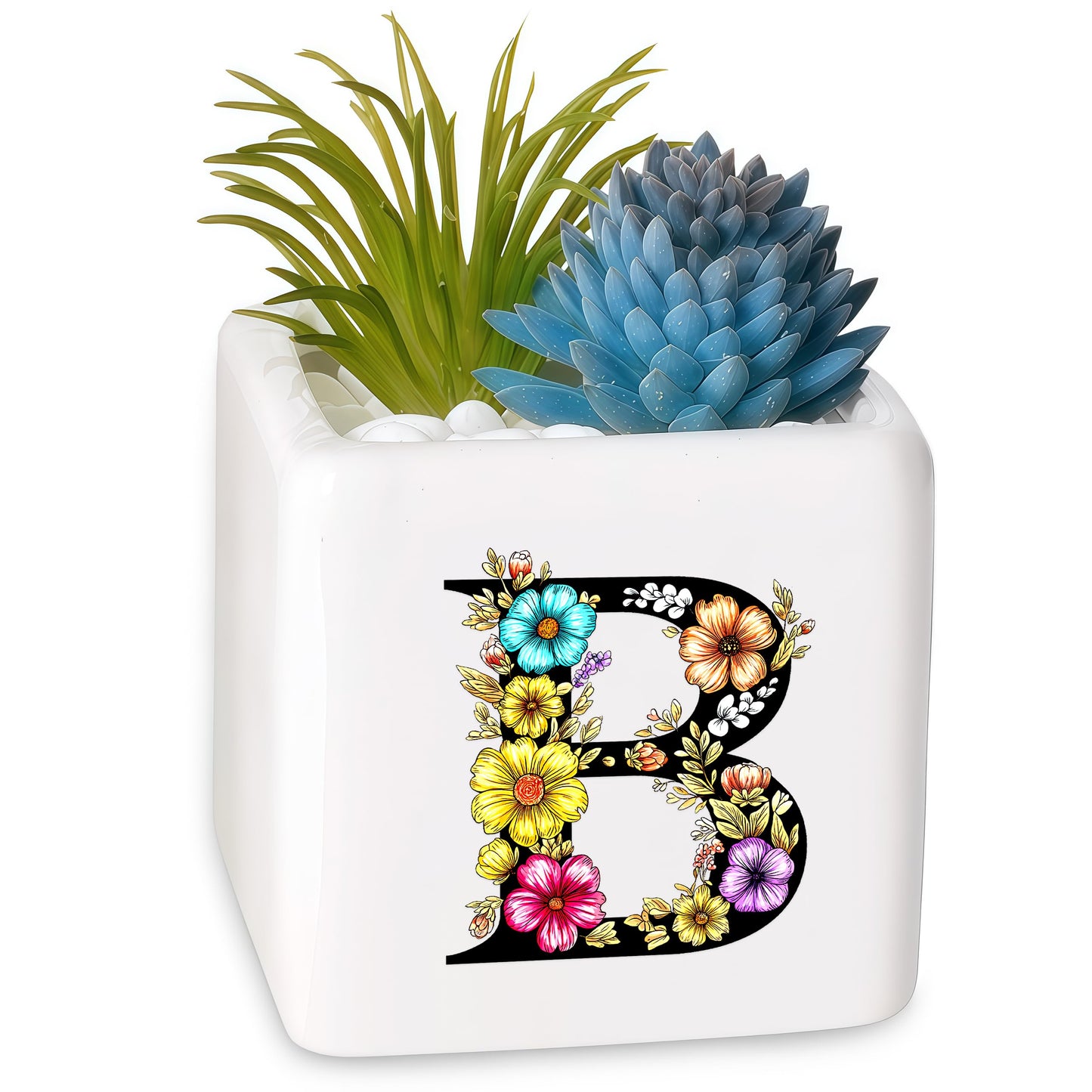 BJDAMAI Succulent Planter Flower Plant Pot Small, Girls Stuff Decor Item Accessories Things Merchandise Gift Essentials Aesthetic (Letter B)