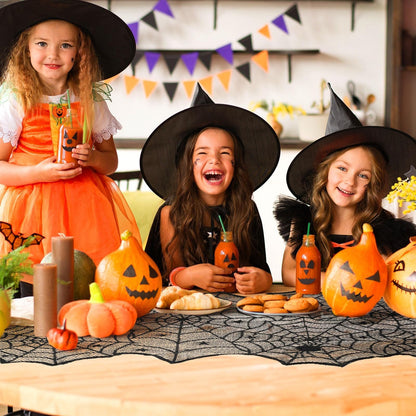 DTOFOOT 4 Pack Halloween Table Runner, 18 x 72 Inch Black Lace Spider Web Table Runner for Halloween Decorations Gothic Cobweb Tablecloth for Dining Table Fireplace Mantel Party Decor