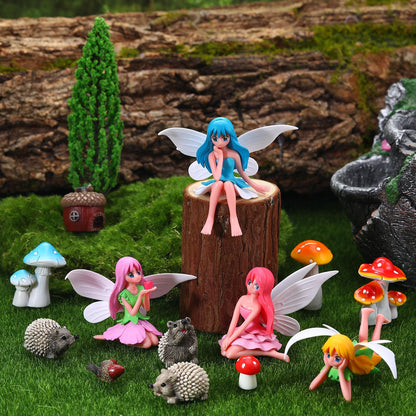 GGSTDDUP 20Pcs Fairy Garden Accessories, Miniature Garden Ornaments Landscape Decorations Mini Fairy Figures Animal Plant Set for DIY Terrarium Potted Plants Dollhouse Desk Decor