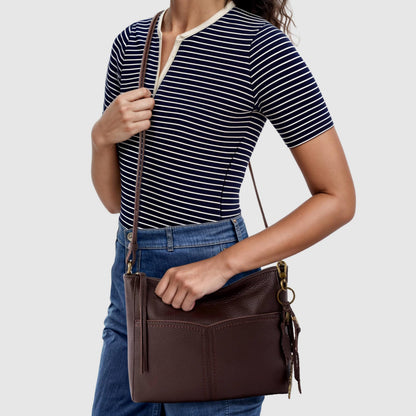 The Sak Womens Alameda Crossbody in Leather, Mahogany, One Size US