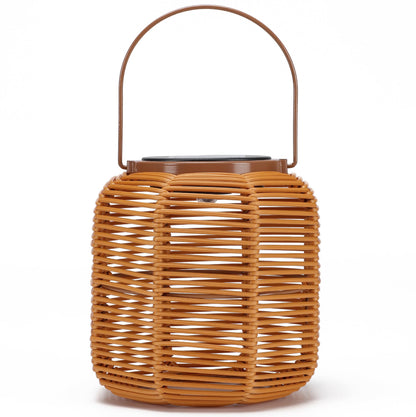 HMZHEX Solar-Powered Rattan Woven Lantern, 6"x7" Waterproof Hanging Solar Lantern for Outdoor, Boho Decorative Table Lamp, Warm Ambient Light for Garden Patio Porch Balcony