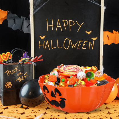 Amosfun Halloween Fruit Salad Bowl Orange Pumpkin Candy Tray Multipurpose Large Capacity Party Snack Holder 11.6 X 11.6 X 4.5 Inch