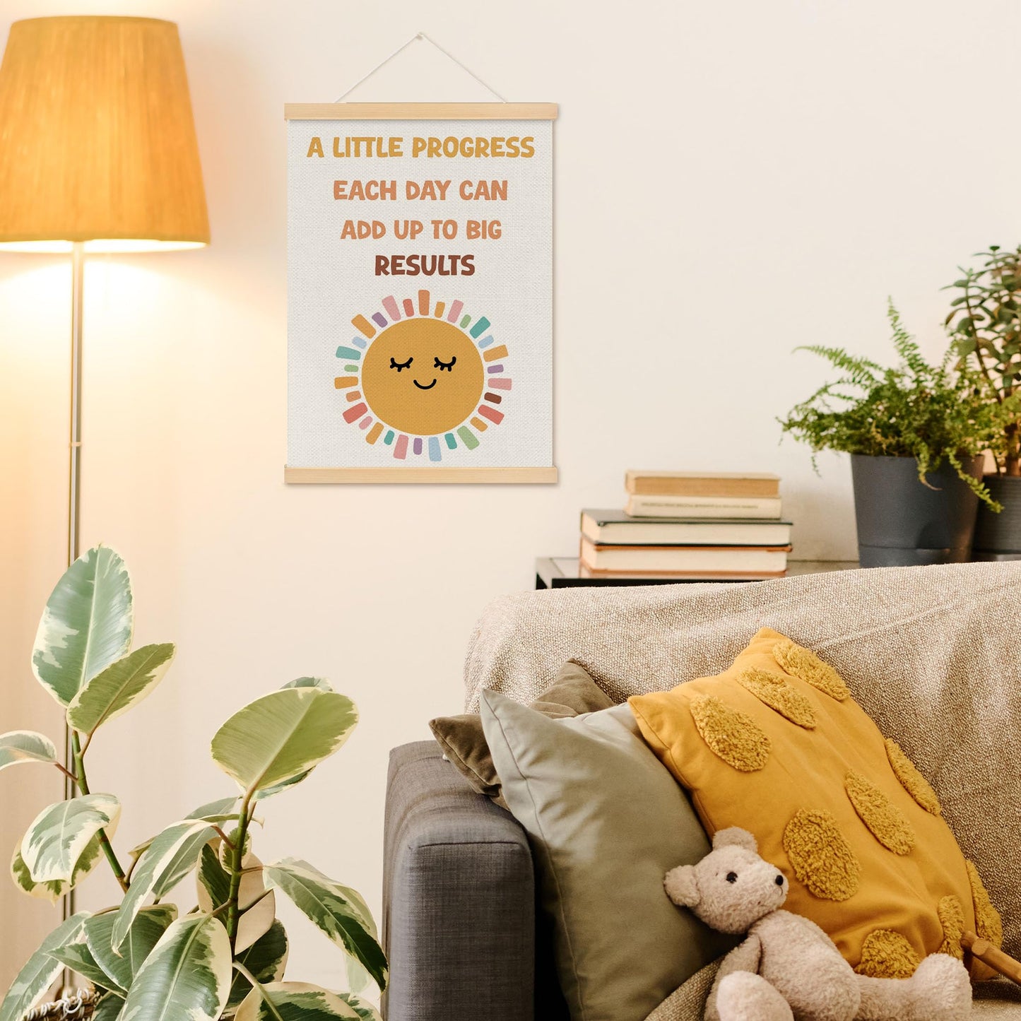MOTERMATE Boho Sunshine Mental Health Poster Hanger Frame, Motivational Wall Hanging Decor Art Framed for Therapy Office Nursery Room Bedroom, Inspirational Wall Poster Prints, 12x16 Inch