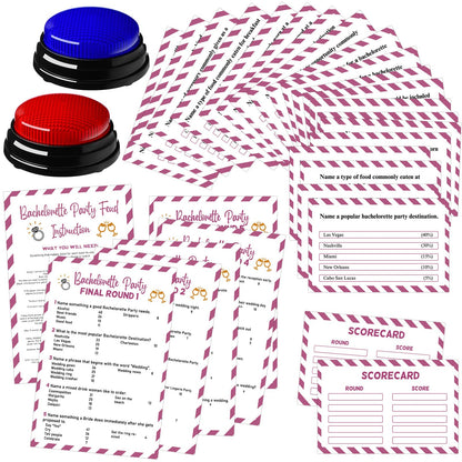 Soulchen Bachelorette Friendly Feud Game Set Bachelorette Party Game Trivia Quiz with Cards and 2 Buzzer for Adults Family Home Games Activities Party Supplies, Battery Not Included