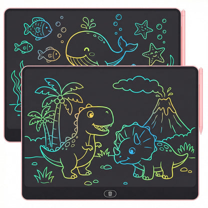 16 Inch LCD Writing Tablet for Kids 2 Pack, Large Drawing Board Doodle Pad, Colorful Screen Erasable Sketch Tablet, Travel Toys and Reusable Learning Gift for Boys Girls (Pink)