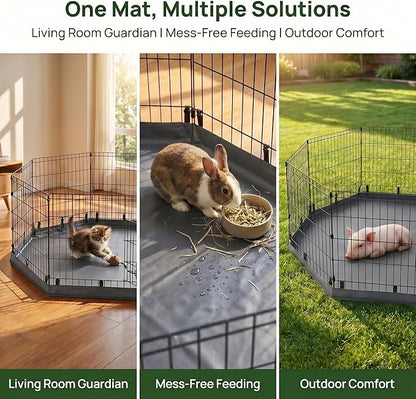 PJYuCien Octagonal Playpen Bottom Pad for 24" Side Metal Pet Pen, Waterproof 600D Oxford with Raised Edges & Snap Hooks, Washable for Puppy Small Animals, Grey