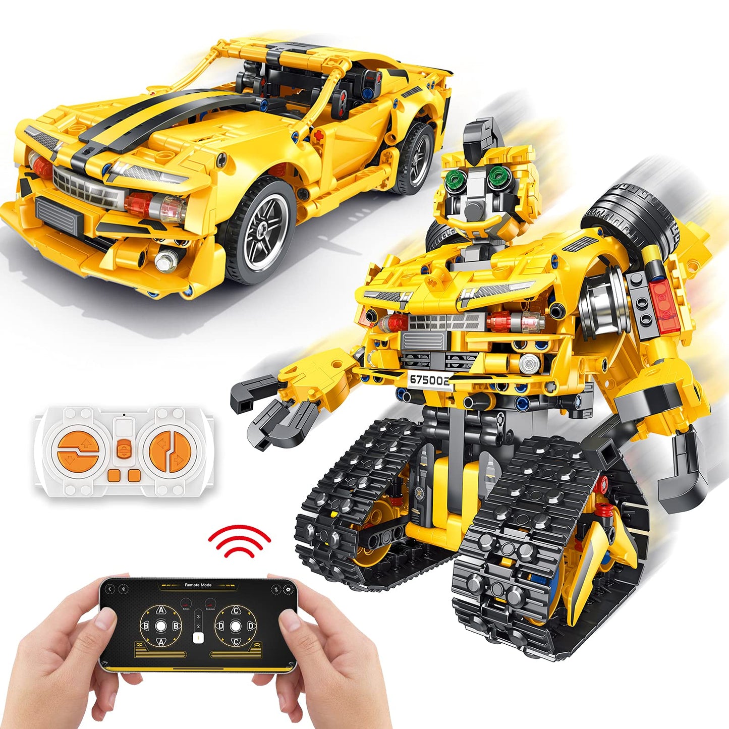 Sciencow 2-in-1 Build a Robot Kit, Remote & APP Controlled Robotic Building Blocks Toys STEM Projects for Kids Ages 8 9 10 11 12 13 14,Chirstmas Birthday Gift for Boys (RC Car)
