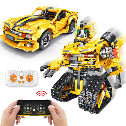 Sciencow 2-in-1 Build a Robot Kit, Remote & APP Controlled Robotic Building Blocks Toys STEM Projects for Kids Ages 8 9 10 11 12 13 14,Chirstmas Birthday Gift for Boys (RC Car)