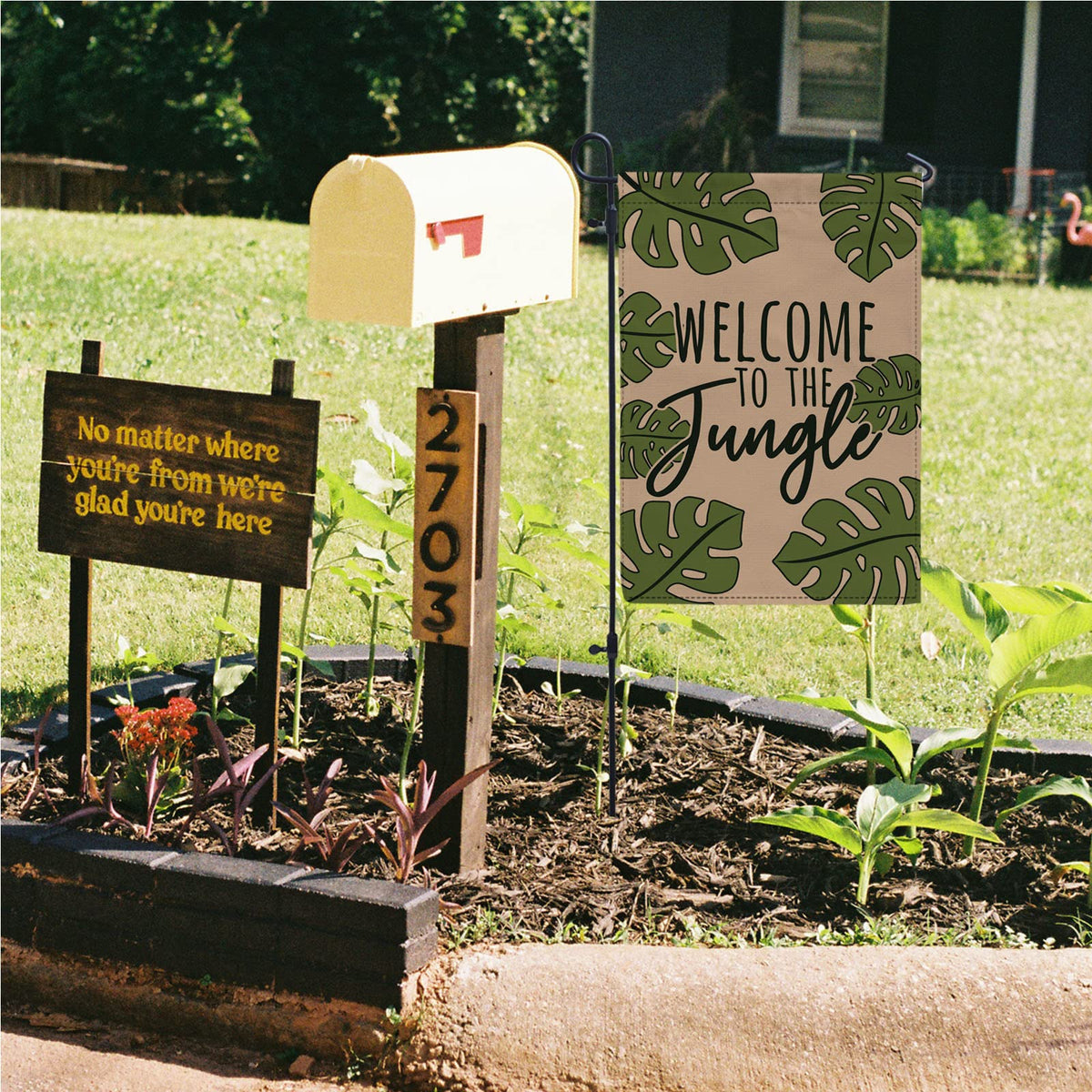 WutePade Welcome to the Jungle Fall Mini Garden Flags for Outside Farmhouse, Christmas Front Yard Decor - 12" x 18" Double Sided Holiday Outdoor Decor