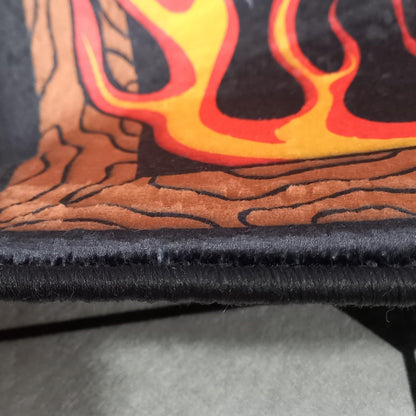 Rugendary Grim Reaper Coffin Rug Gothic Fire Skeleton Carpet for Bedroom Halloween Horror Decor Scary Death Flame Nonslip Bedside Spooky Mat 1.3x2.6