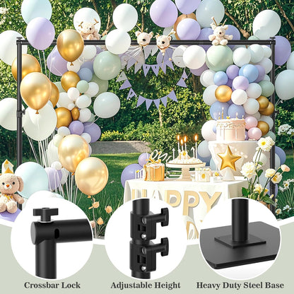 Backdrop Stand 10x10 ft Adjustable Photo Backdrop Stand Kit, Heavy Duty Pipe and Drape Photography Background Support with Flat Metal Base for Wedding, Party, Video Studio, Birthday, Black