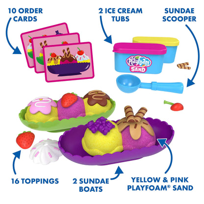 Educational Insights Playfoam Sand Ice Cream Sundae Set - Preschool Sensory Toys for Kids 3-5, Pretend Play Toddler Toys, Non Toxic Play Sand Kit, Sensory Table Activities for Kids