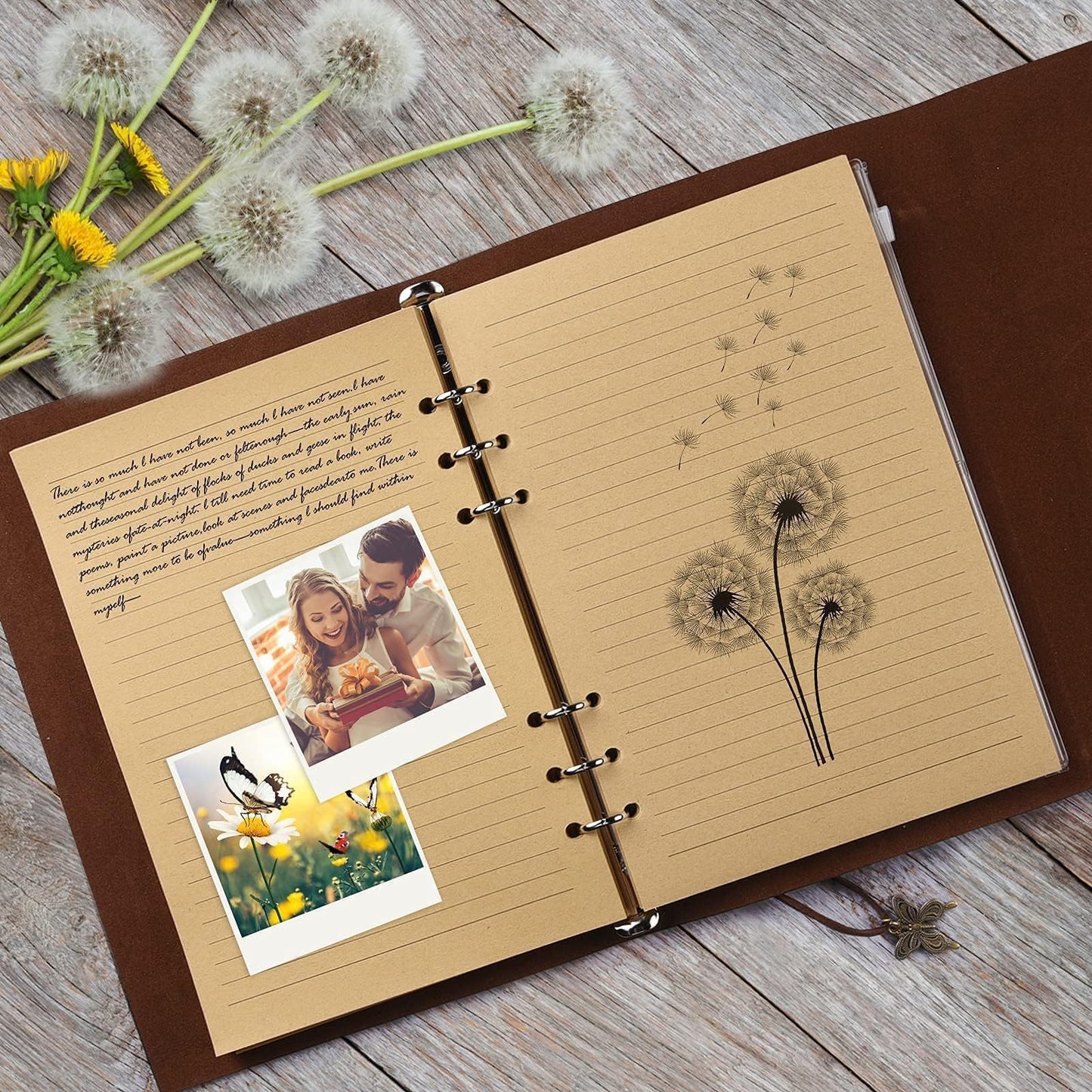 OMEYA Leather Journal Notebook, Refillable Writing Journal Diary Planner，Gifts For Women,Men, Girls, Sister, Friends (Blue, A5-9.3''×6.3'')