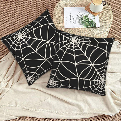 Sunshineyan Halloween Pillow Covers 20 x 20 Set of 2, Black Spiderweb Decorative Throw Pillow Covers Holiday Farmhouse Outdoor Pillowcase for Couch Sofa Home Decor