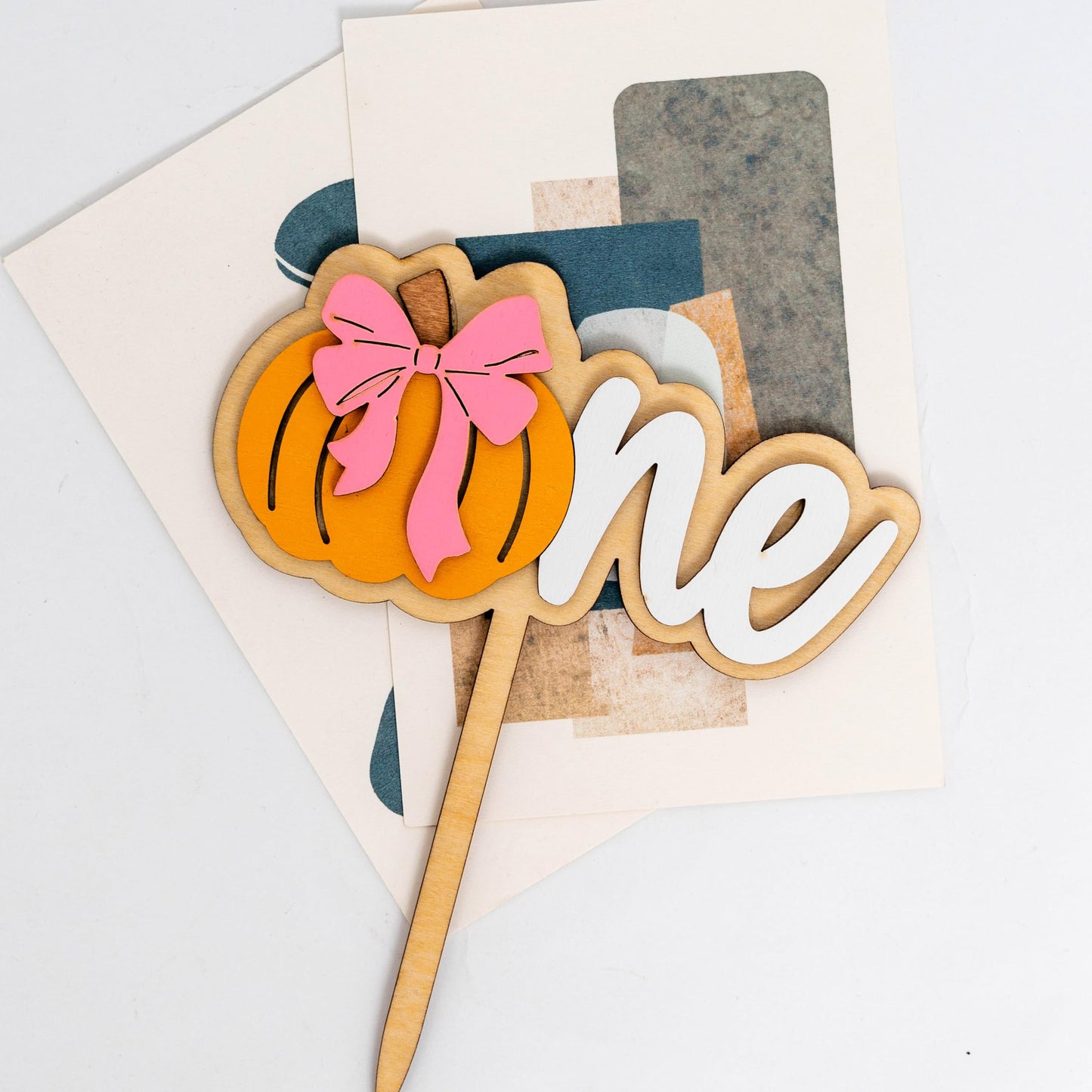 Upfirst Wooden Pumpkin One Cake Topper - Halloween Theme Party Decorations,Sweet Bow Pumpkin Sign First Birthday Cake Topper,Fall Harvest Thanksgiving Party Supplies (pumpkin topper)