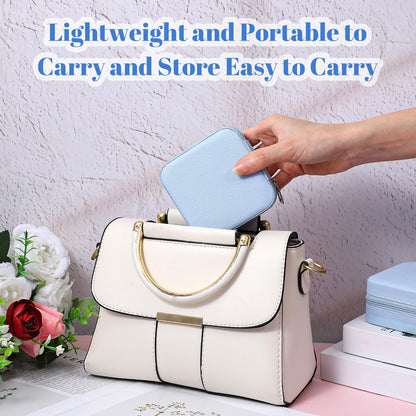 moheaaei 12 Pcs Mini Jewelry Box Travel, Mini Blue Jewelry Box Organizer - Portable PU Leather Case for Rings, Earrings, Necklaces, Bridesmaid Gifts & Accessories Storage