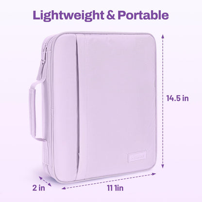 SUNEE Zipper Binder 1 Inch, Removable 3-ring binder, 175-Sheet Capacity, 5-Tab Dividers Expanding File Folder, Small Binder Bag Organizer Storage for Student School Classroom Supplies, Lavender Purple