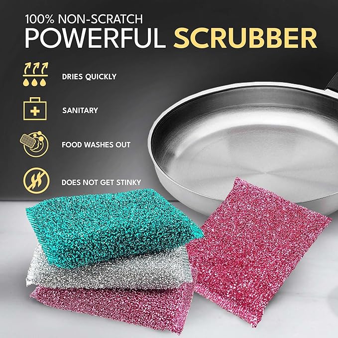 Dish Sponges for Kitchen(30 Pcs) Non-Scratch Scrub Sponges for Dishes, Pots, Pans, Glass, Stainless Steel & Nonstick Cookware–Odor-Resistant, Quick-Dry, Flexible, Durable & Reusable Cleaning Scrubbers