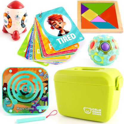 CALM DOWN CORNER the Original Kit for Kids — Therapist-Developed Emotional Regulation Set with Sensory Fidget Tools, Feeling Cards & 100+ Calming Activities for Home, Classroom & Therapy