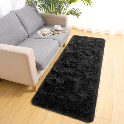 LOCHAS Ultra Soft Indoor Modern Area Rugs Fluffy Living Room Carpets for Children Bedroom Home Decor Nursery Rug 2x4 Feet, Black