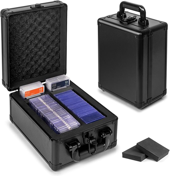 Graded Card Storage Box, PSA Slab Case Holder for Graded Cards, Top Loaders Trading Card Storage Hard Case for Sports Card, Top Loaders, One Touch, Game Cards (2 Row)