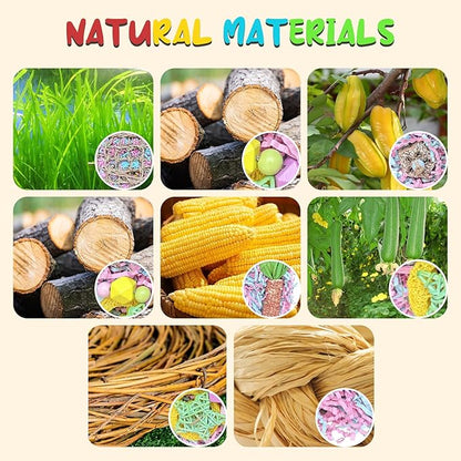Parakeet Toys, Bird Toy Conure Grass Mat Budgie Shredder Hanging Set Cockatiel Foraging Toys Parrot Climbing Wall Toy Lovebird Cage Accessories for Small Birds