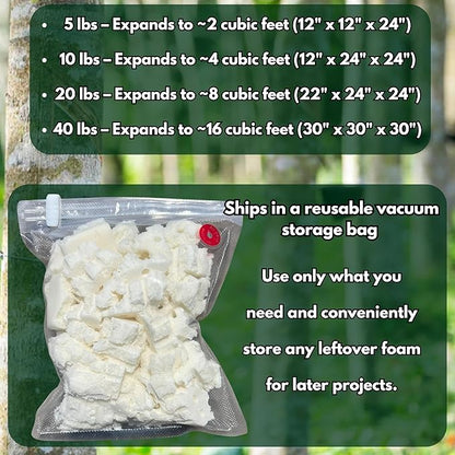 eConsumersUSA Organic Shredded Latex Foam 5lbs, 10lbs, 20lbs, 40lbs Made in USA 40 Pounds