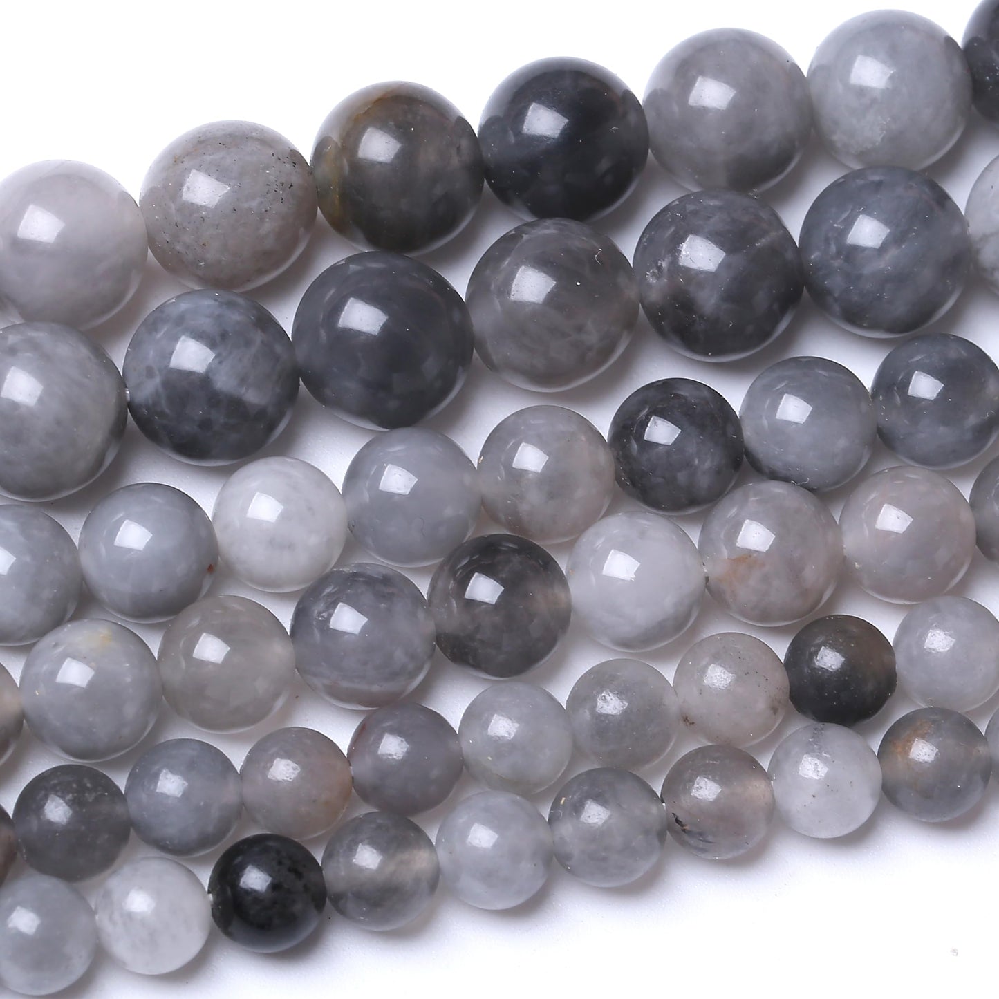 60PCS 6MM Natural Grey Crystal Beads Round Loose Stone Beads for Jewelry Making DIY Energy Stone Healing Power Bracelet 15"
