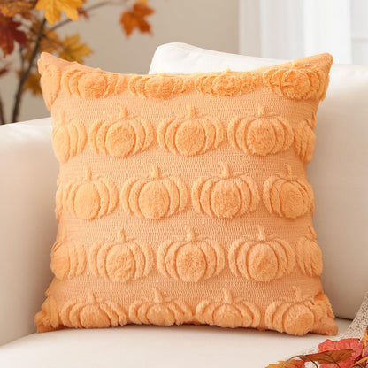 Artscope Fall Pillow Covers 18 x 18 Set of 2 Decorative Autumn Harvest Holiday Pumpkin Throw Pillow Cases Soft Plush Faux Fur Couch Cushion Case for Farmhouse Halloween Sofa Bed Room Decor-Light Gold
