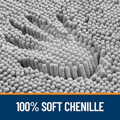 OLANLY Large Bathroom Rugs 70x46, Extra Soft Absorbent Chenille Bath Rugs, Rubber Backing Quick Dry, Machine Washable Bath Mats for Bathroom Floor, Tub and Shower, Home Decor Accessories, Grey