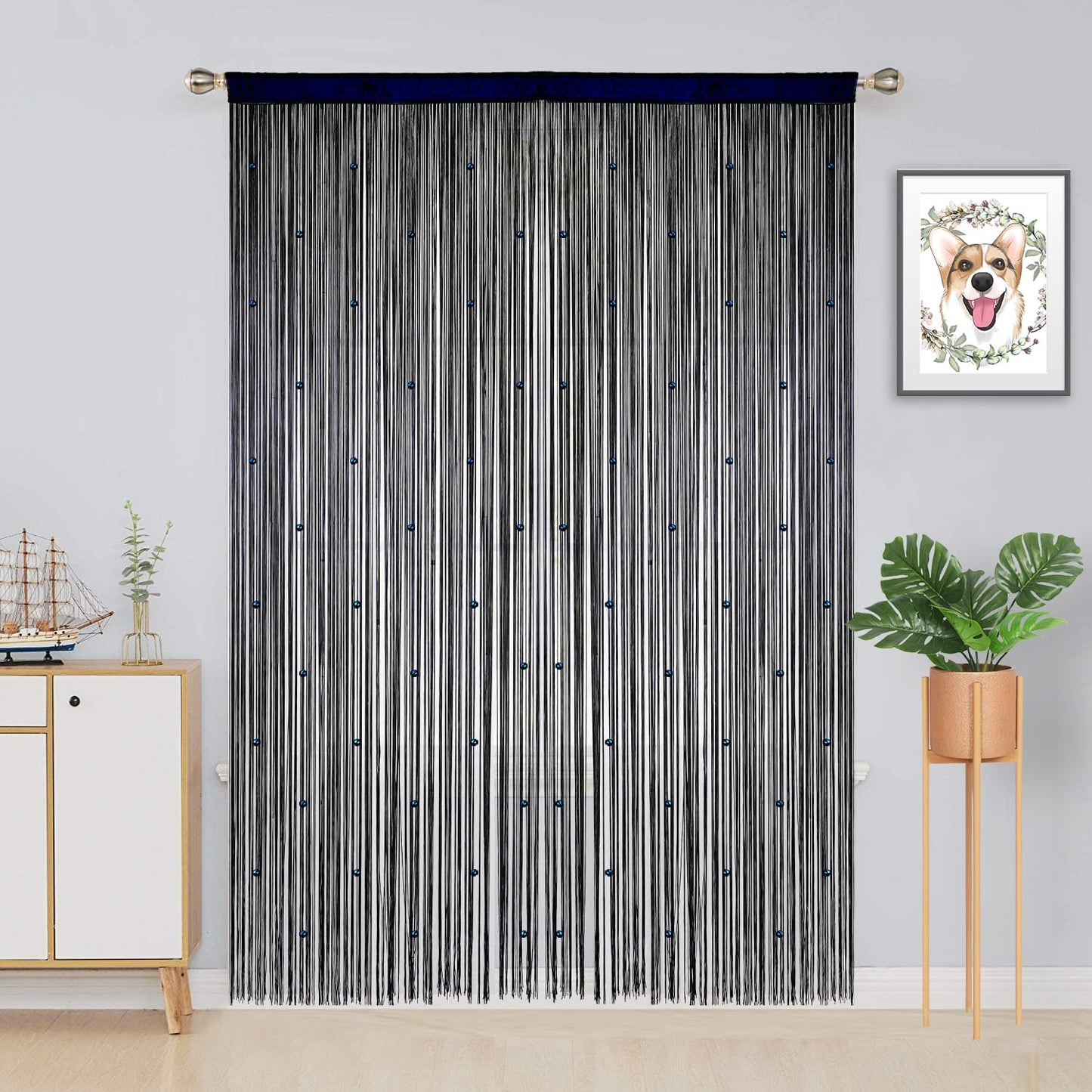 YIIBAII Beaded Curtain Beaded Curtains for Doorways Crystals Suitable for Interior Hanging Decoration and Partitions Closet Curtains (39"x79", Starry Blue)