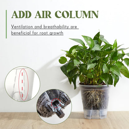 Wonderjune Self Watering Pots for Indoor Plants with Deep Reservoir and High Drainage Holes for Outdoor Plants and Flowers, Bare Root Planter(4.72'', 5.91'', 7.09'',Clear,9 Pcs)