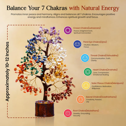 AstraVeda 7 Chakra Tree, Crystal Tree of Life, Feng Shui Trees, Positive Energy, Meditation Gift, Crystals and Stones, Spiritual Items, Home Office Decor