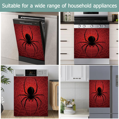 Halloween Spider Refrigerator Magnet Cover,Red Spider Web Washable Dishwasher Magnets Decorative Cover,Home Kitchen Decorative Dishwasher Front Panel Cover 23x26 Inch